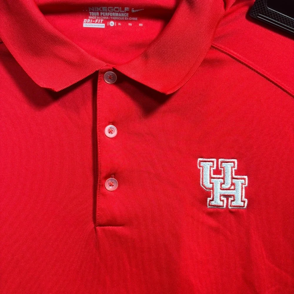 Nike Golf Houston Cougars Baseball Shirt Mens XL Red Dri-Fit Performance Polo